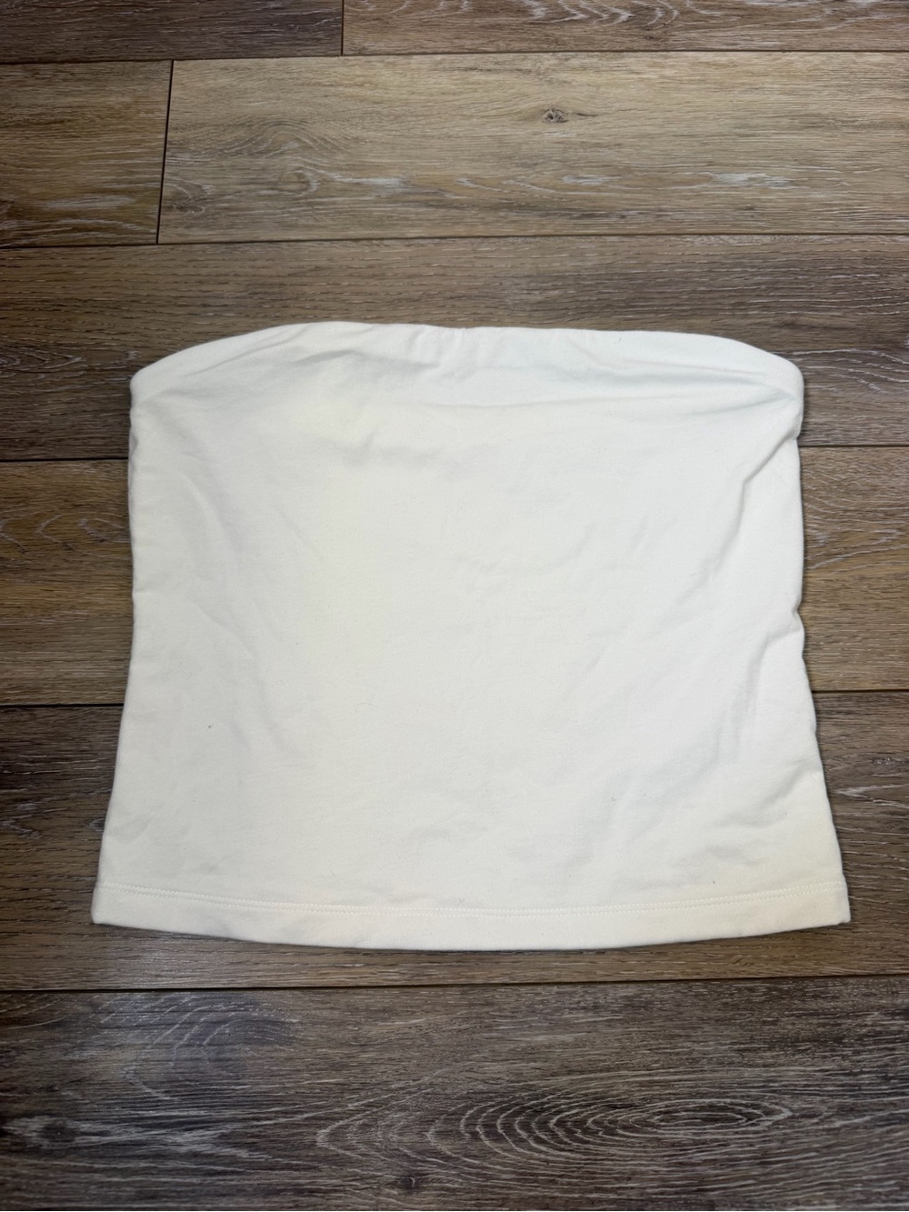 a new day Cream Strapless Tube Crop Top
